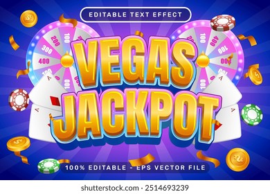 efeito de texto 3d do jackpot vegas e efeito de texto editável com fundo claro