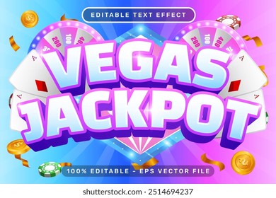 efeito de texto 3d do jackpot vegas e efeito de texto editável com fundo claro