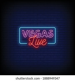 Vegas Live Neon Signs Style Text Vector