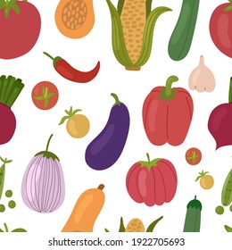 Vegatable seamless pattern. Vector hand drawn illustration.
