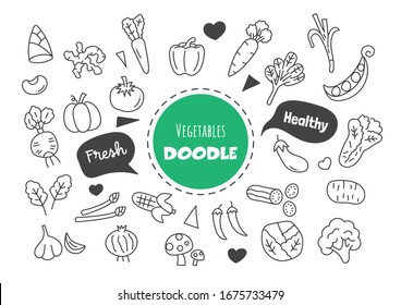 vegeatbles kawaii doodle vector hand drawing style