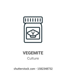 Vegemite outline vector icon. Thin line black vegemite icon, flat vector simple element illustration from editable culture concept isolated on white background