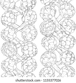 Vegetable artichoke, vegetarian pattern. Seamless nature wallpaper. Fresh organic healthy food background
