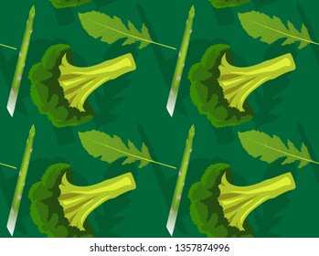 Vegetable Asparagus Arugula Brocoli Green Background Seamless Wallpaper