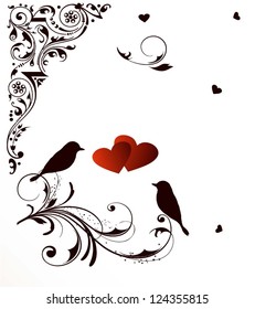 Vegetable background, birds in love.