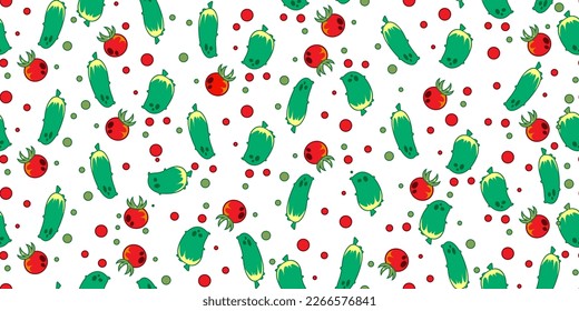 Gemüsesektor. Gurken, Tomate. Vektorgrafik.