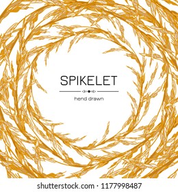 Vegetable background frame with space for text from ears, original design illustration.