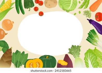 Vegetable background frame vector illustration