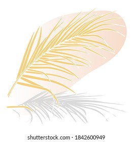 Vegetable background in simple flat style. Vector illustration template with palm leaf, shadow and color spot in trendy color palette. For social networks, invitations, congratulations, announcements.