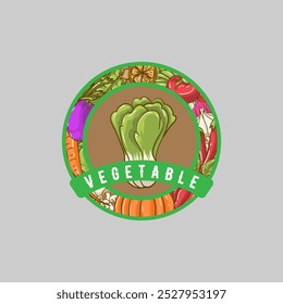 vegetable badge logo vector graphic illustration on background