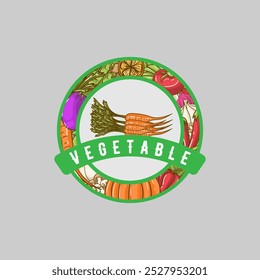 vegetable badge logo vector graphic illustration on background
