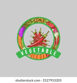 vegetable badge logo vector graphic illustration on background