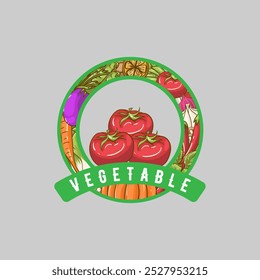 vegetable badge logo vector graphic illustration on background