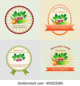 vegetable badge with onion,carrot,cucumber,and bit