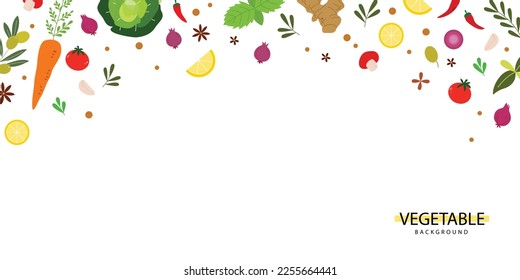 Vegetable banner template design. Healthy food background for copy space and frame