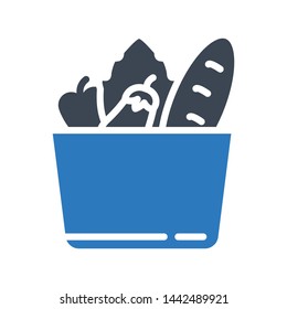 vegetable basket glyph color vector icon