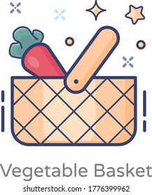 Vegetable basket icon design, food bucket 