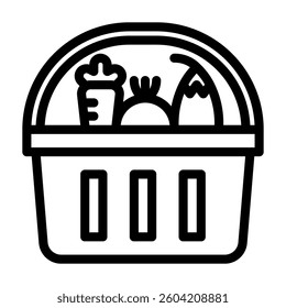 Vegetable basket icon line style transparent