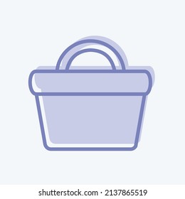 Icono de la cesta vegetal en un estilo moderno de dos tonos aislado en un fondo azul suave