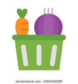 Vegetable Basket Vector Flat Icon For Personal And Commercial Use.
