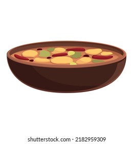 Vegetable Bean Soup Icon Cartoon Vector. Dish Food. Sauce Meat