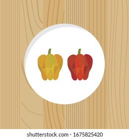 vegetable - bell peppers & wood frame