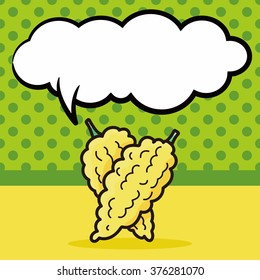 vegetable Bitter melon color doodle, speech bubble