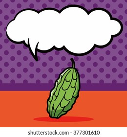 vegetable Bitter melon color doodle, speech bubble