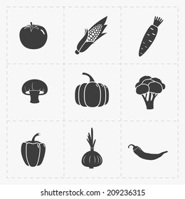 Vegetable Black Icon set on White