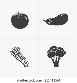 Vegetable Black Icon set on White