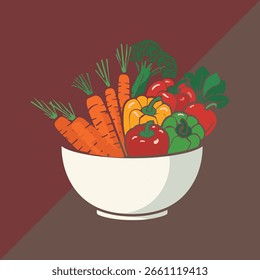 Vegetable Bowl Vector Icon For Design