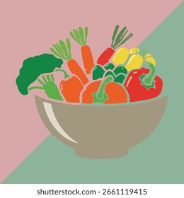 Vegetable Bowl Vector Icon For Design