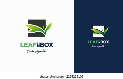 Vegetable Box logo designs concept vector, Nature Nutrition Box logo designs icon