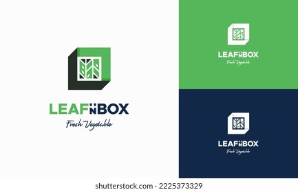 Diseños de logotipo de caja vegetal vectores de concepto vectores, diseños de logotipo de caja natural icono