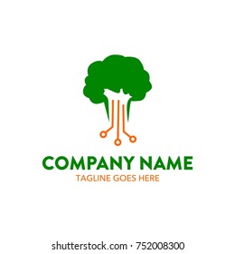 vegetable broccoli logo illustration