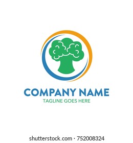 vegetable broccoli logo illustration