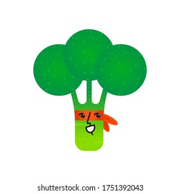 Vegetable broccoli vitamin superhero in a hurry to help.