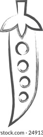 Vegetable brush-drawn single item illustration peas