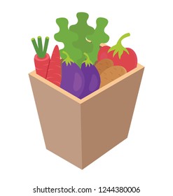 Vegetable bucket flat icon design