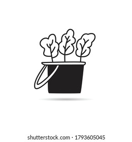 vegetable in bucket icon on white background vector
