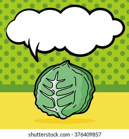 vegetable Cabbage color doodle, speech bubble