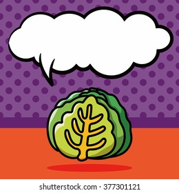vegetable Cabbage color doodle, speech bubble