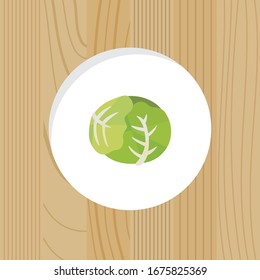 vegetable - cabbage & wood frame