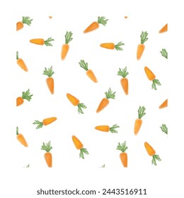 Vegetable carrot seamless watercolor pattern. Easter food over white background. Cooking decor for website, package, card design