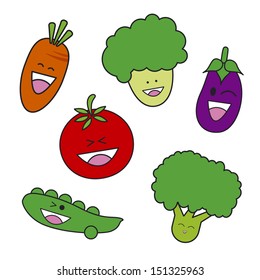 Vegetable cartoon on white background