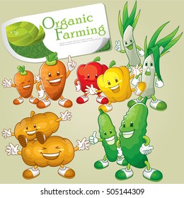 Vegetable character set. Carrots, zucchini, peppers, cucumbers, green onions