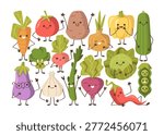 Vegetable Characters Waving And Smiling Cartoon