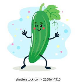A vegetable with a cheerful face. Vector illustration isolated on white background