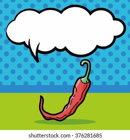 vegetable Chili color doodle, speech bubble