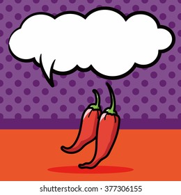 vegetable Chili color doodle, speech bubble